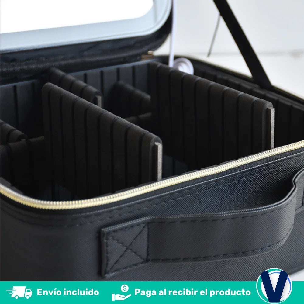 Cosmetiquera profesional™, con luz LED + GRATIS Cepillo Facial 5 en 1 + Parche Reductor AB