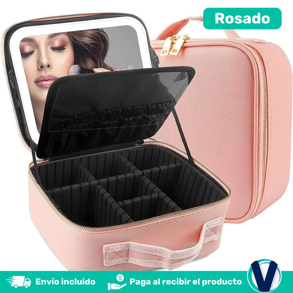 Cosmetiquera profesional™, con luz LED + GRATIS Cepillo Facial 5 en 1 + Parche Reductor AB