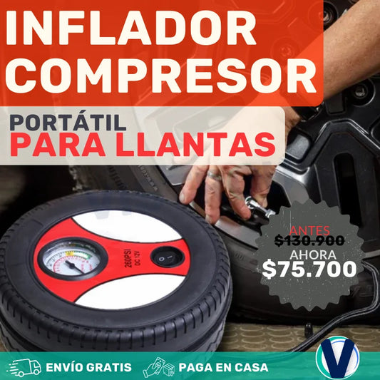 Inflador Compresor Portátil para llantas